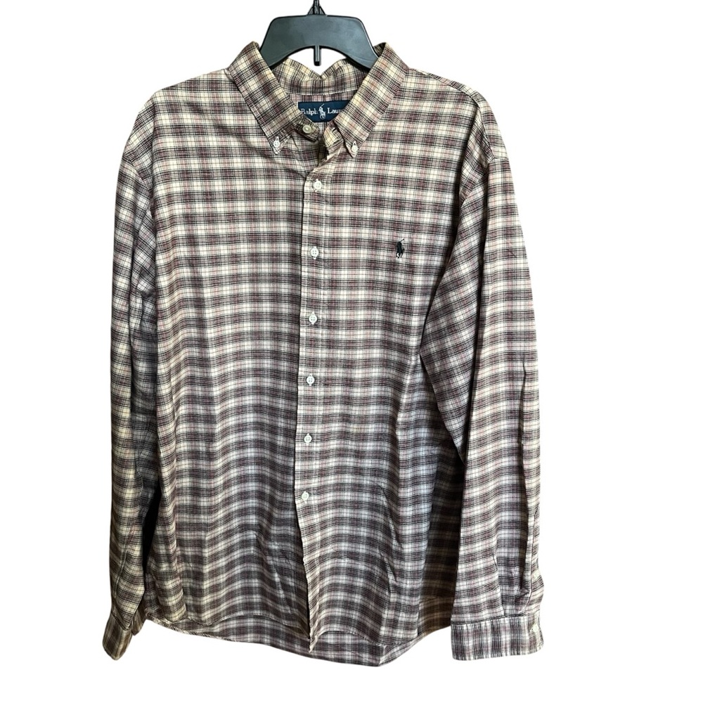 Ralph Lauren Brown Plaid Button-Down Shirt Men’s XXL